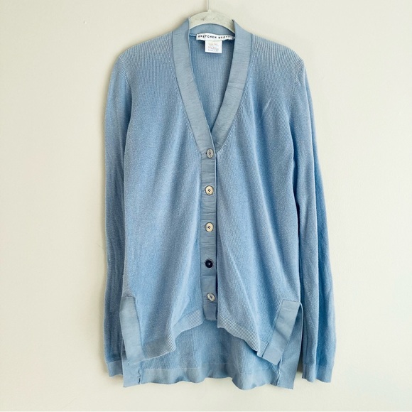 Gretchen Scott Womens Blue Button Front Cardigan Size Medium Cotton Casual - Picture 1 of 7